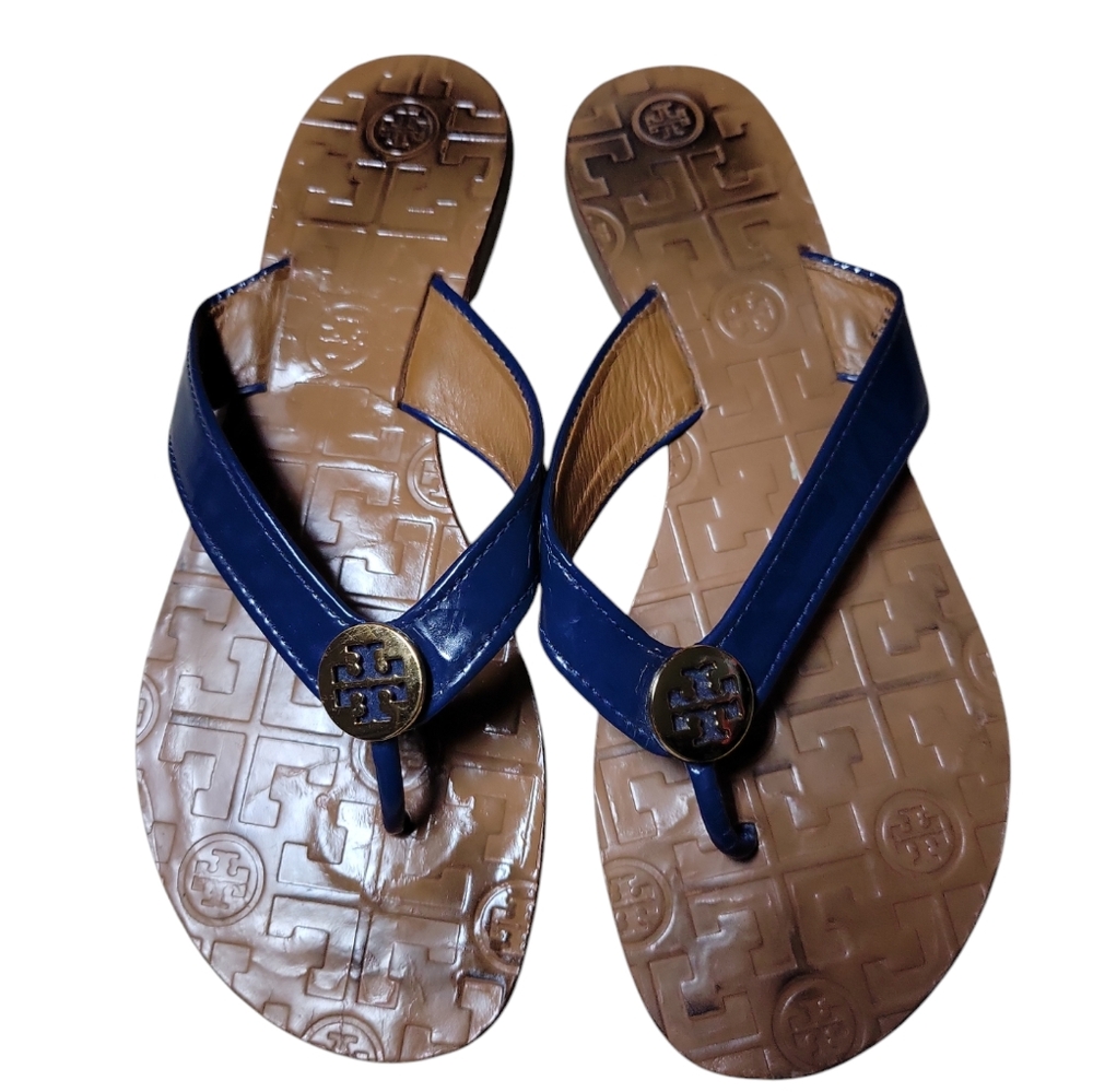 Tory Burch flip slops navy blue size 7